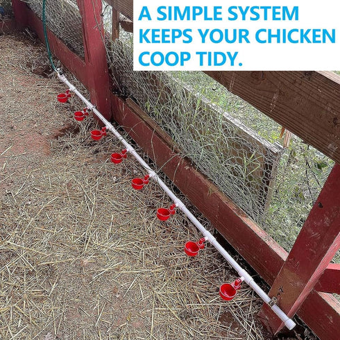 1/2" Automatic Chicken Watering System with PVC Pipe & Hose Connector Kit, Leak-Proof and Easy-Assembly Chicken Drinker