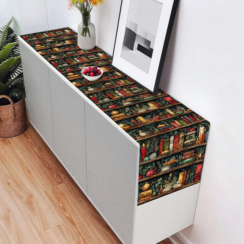 Decor(13x72 inch) Bookshelf Table Runner,Dining Decor for Kitchen Coffee Table Family Dinners Holiday Parties Wedding
