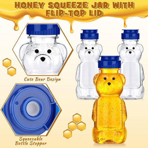 36 8 oz Thenshop Pcs Honey Jar Plastic Empty Bear Bottle Dispenser Clear Transparent Honey Containers Bear Cup Squeeze