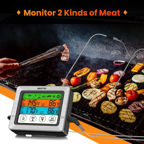 SMARTRO ST54 Dual Probe Digital Meat Thermometer - Cooking Food Kitchen Oven BBQ Grill with Timer Mode