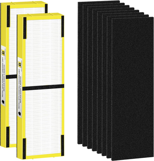 FLT4825 HEPA Filter B Replacement for G-Guardian Air Purifiers, 2 H13 True HEPA Filters + 8 Carbon Pre-Filters