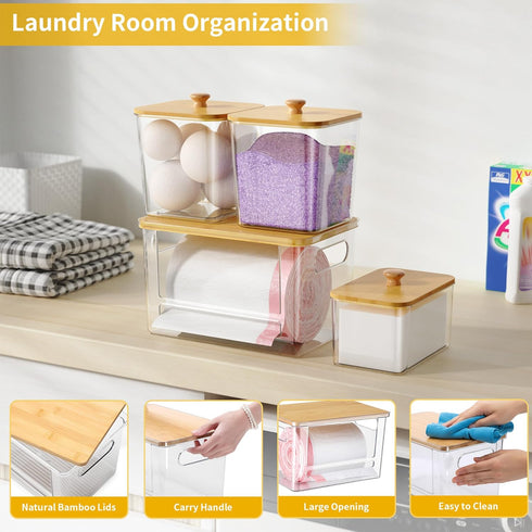 4 Pack Extra Large Trash Bag Holder Garbage Bag Dispenser Roll Holder with Lid Laundry Room Organizer Under Sink