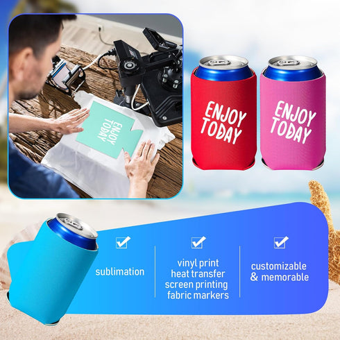 CHENGU 100 Pack Blank Can Cooler Sleeves Neoprene Insulated Beer Sleeves for Can Cooler Sleeves Sublimation Sleeves