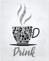 Black Grey White Mosaic Vintage Kitchen Wall Art, Eat Drink Love Wine Coffee Hearts Prints for Rustic Home