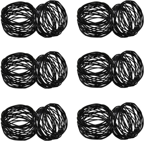 Kaizen Casa Handmade Black Napkin Rings Set of 12, Metal Mesh for Weddings and Dinner Parties