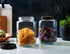 KooK Glass Storage Containers with Lids, 1 Gallon, Set of 2, Black Circular Glass Jars for Kitchen Storage