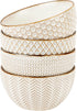 KooK Ceramic Cereal Bowls Set of 4, Embossed for Yogurt, Dessert, and Poke, Microwave & Dishwasher Safe, Cream