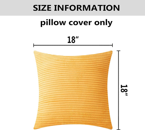 Home Brilliant Yellow Throw Pillow Covers Set of 2, 18x18 Super Soft Decorative Striped Corduroy Mustard Pillows