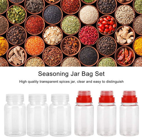 Portable Travel Spice Containers, Multi Spice Jars Storage with Lids for Camping, BBQ, Backpacking with 6 Seasoning