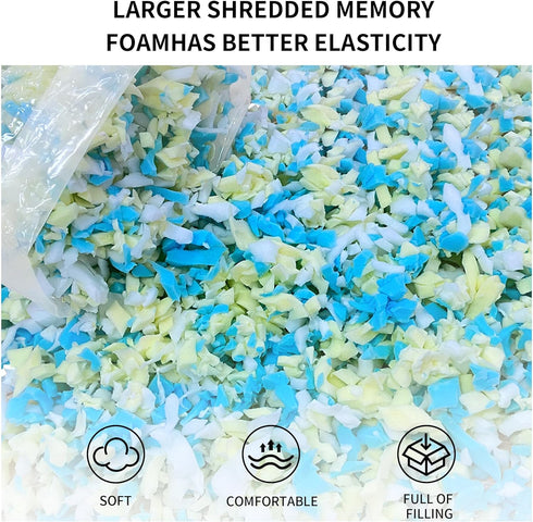 6lbs Shredded Memory Foam Bean Bag Filler, Soft and Convenient Bean Bag Filling Pillow Stuffing for Beanbag, Couch