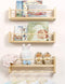Maxpeuvon Nursery Floating Shelves for Wall, Set of 3 Book Shelves Natural