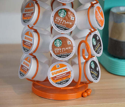 Made Easy Kit Carousel Coffee Pod Holder, Compatible with Keurig K-Pods K-Cups, Metal Countertop Rack Storage Organizer