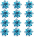 GL-Turelifes 12 Pieces 6.3’’ Glitter Christmas Flowers - Lake Blue Poinsettia Artificial Flower for Wreath and Tree