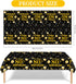 2 Pack 80th Tablecloths,54 108 inch Birthday x Disposable Black and Gold Plastic Waterproof Rectangular Table Covers