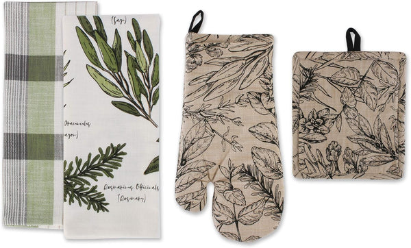 DII Kitchen Gift Set Collection, Pot Holder & 3 Dish Towels, Fresh