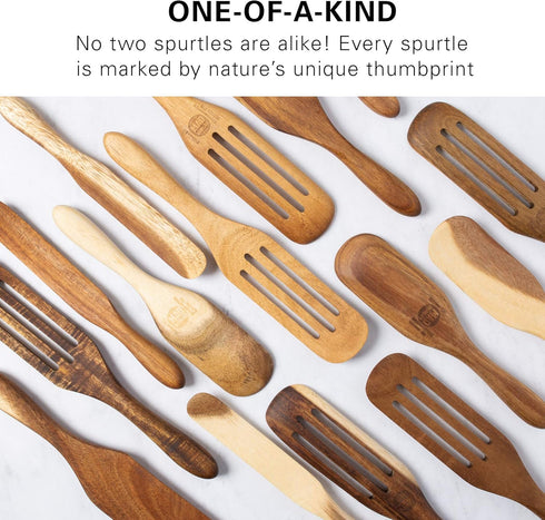 Mad Hungry Spurtle 4pc Set, As Seen on TV, Acacia Premium Wood Cooking Utensils for Non Stick Cookware, Baking, and More