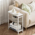 3-Tier End Table for Small Space, Narrow Side Table with Magazine Holder,Small Nightstand, Skinny Snack Couch Table