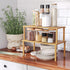 Set of 2 Bamboo Cabinet Organizer Shelves, Stackable Expandable Spice Rack for Kitchen Countertop and Cabinet Storage