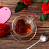 Patelai Heart Shaped Double Walled Glass Insulated Coffee Mug, 180 Ml, 6 oz Cappuccino Cup with Saucer & Spoons