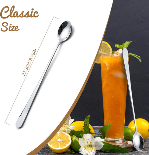 8.78-Inch/22.3CM Set 4 Stainless Steel Long Handle Iced Tea Spoons, Stirring Spoon, Ice Cream Spoon, Long Teaspoons