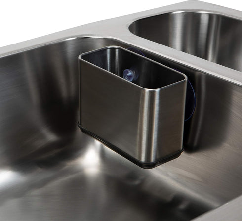 Kitchen Details Cup Sponge Holder/Basket - Space-Saving Stainless Steel Suction Sink Caddy for Kitchen or Bathroom