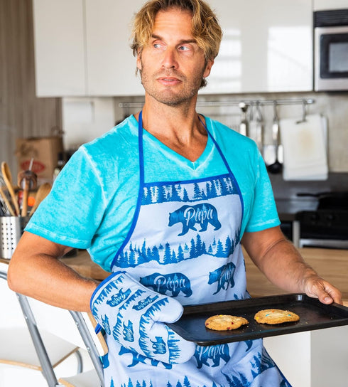 Papa Bear Funny Father's Day Cooking Graphic Novelty Kitchen Accessories, Cool Animal Oven Mitt