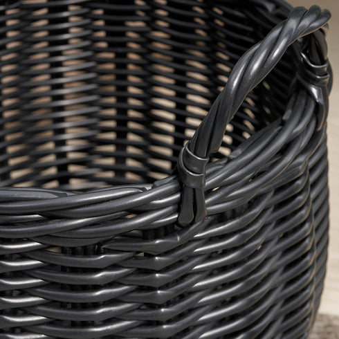 Isidore Round Resin Woven Basket with Handles - Multi-Purpose Organizer for Storage, Laundry, 13" x 13" x 13"