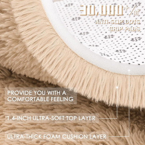 5 OLANLY Beige Round Rugs for Bedroom - Machine Washable, ft Circle Area Rugs for Living Room, Soft and Fluffy Shaggy