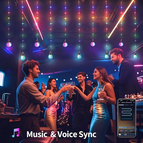 9.8 3.3 Color Changing Wishing Ball Curtain Lights, x FT RGB LED Fairy Light with Remote App Control, Music Sync Window