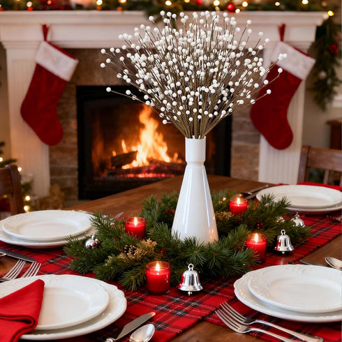 24 17inch Winter Decorations Pcs Artificial Berry Stems White Berry Picks for Christmas Holiday Flower Arrangements