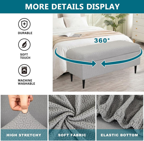 38) KRFOONN Rectangle Ottoman Covers Stretch Folding Storage Ottoman Bench Cover Printed Storage Ottoman Folding