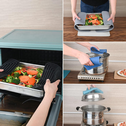 Silicone Trivets for Hot Dishes, Set of 2 Black Heat Resistant Mats for Kitchen, Silicone Pot Holders for Pots & Pans