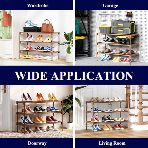 Closet, 27.5" 3 Kitsure Shoe Rack - Non-Woven Shoe Rack Shelf, Shoe Organizer for Entryway, Garage & Corridor
