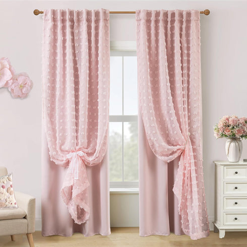 Light Blush Pink Blackout Curtains for Bedroom Nursery Girl 2 Panels,Shabby Chic