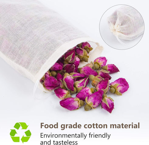 Chielor 50Pcs 5.9 3.9 Inches Cotton Muslin Bags - x Eco-friendly Drawstring Bags for Reusable Sachet, Crafts, Teas