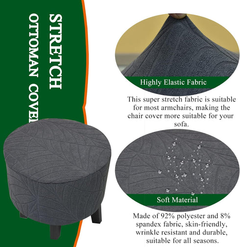 Outdoor,XL,22 CRFATOP Waterproof Round Ottoman Covers Slipcover Stretch Footstool Protector Covers Soft Footrest