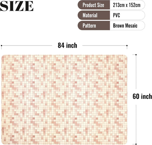84X60 Inch FIFTY FEET Rectangle Tablecloth, Vinyl Tablecloth with Flannel Backing Waterproof Table Cloth, Spill Proof