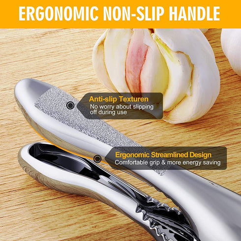SAYLVME 3 1, Garlic Press and Slicer In Food Grade Stainless Steel Garlic Mincer Chopper Crusher Garlic Press Kitchen