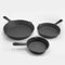 ExcelSteel 3 Pc Skillet Set, Durable Black Cast Iron Kitchenware for Home Stovetop & Outdoor Cooking