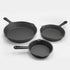 ExcelSteel 3 Pc Skillet Set, Durable Black Cast Iron Kitchenware for Home Stovetop & Outdoor Cooking