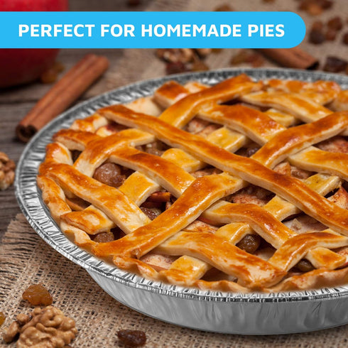 MontoPack 9” Aluminum Foil Pie Pans, 50-Pack Round Disposable Containers for Baking, Storing, Serving