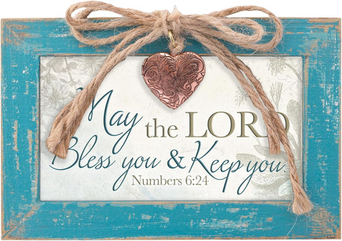 Cottage Garden Lord Bless and Keep You Petite Locket (Distressed Teal Music Box, Plays How Great Thou Art)