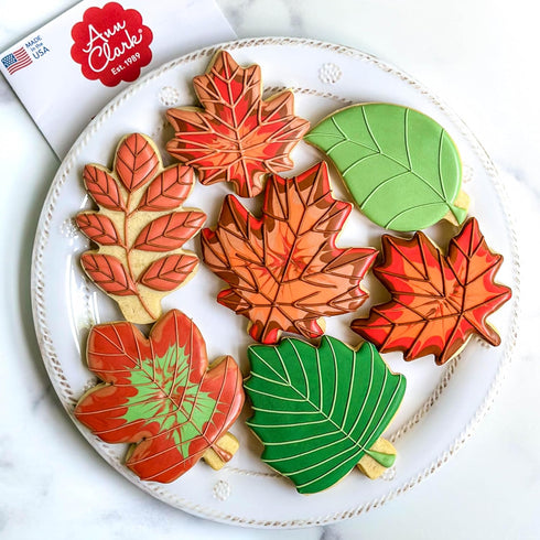 Ann Clark Cookie Cutters Fall Leaves - 7-Pc. Set Made in the USA, Oak, Teardrop, and Maple Leaf Shapes
