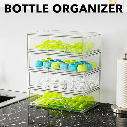 Countertop, 4 Pack, 4L, 13.7"H SpaceAid Bottle Storage Organizer Baby - Acrylic Bottles Station Organizer Container