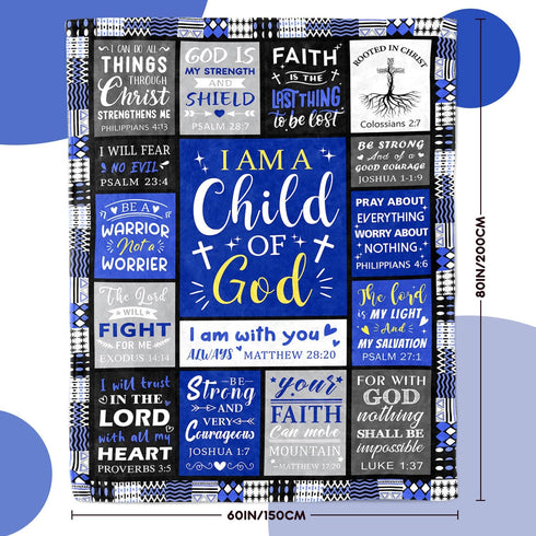 Sruemiul 60"x80" Christian Gifts for Men - Baptism Gifts for Boys & Men - Bible Verse Christian Blanket - Inspirational