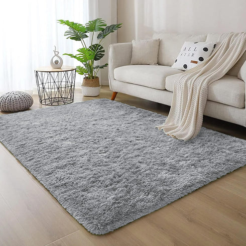 IR Imperial Rooms 4x6 Feet Grey Luxury Area Rug, Soft Fluffy Shaggy Carpet for Living Room, Non-Slip Home Decor