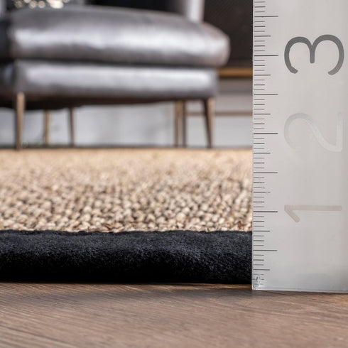 nuLOOM 2x3 Elijah Seagrass Area Rug, Black, Solid Farmhouse Style, Natural Fiber for Bedroom, Dining Room, Office
