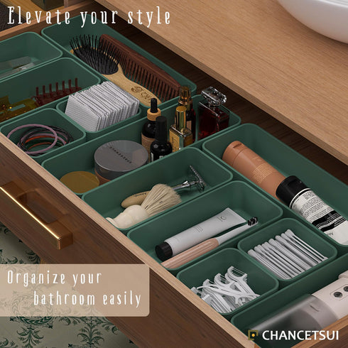 CHANCETSUI 6 PCS Stackable Drawer Organizers Set, Versatile Storage Bins for Makeup, Bathroom, Bedroom, Kitchen,