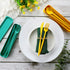 Tessco 12 Sets Reusable Travel Utensils with Case, Wheat Straw Picnic Flatware Sets