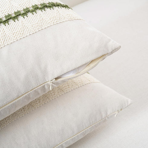 Fancy Homi Set 2 14x24 Inch of Boho Moss Green Long Lumbar Decorative Throw Pillow Cover for Couch Bed Sofa Chair